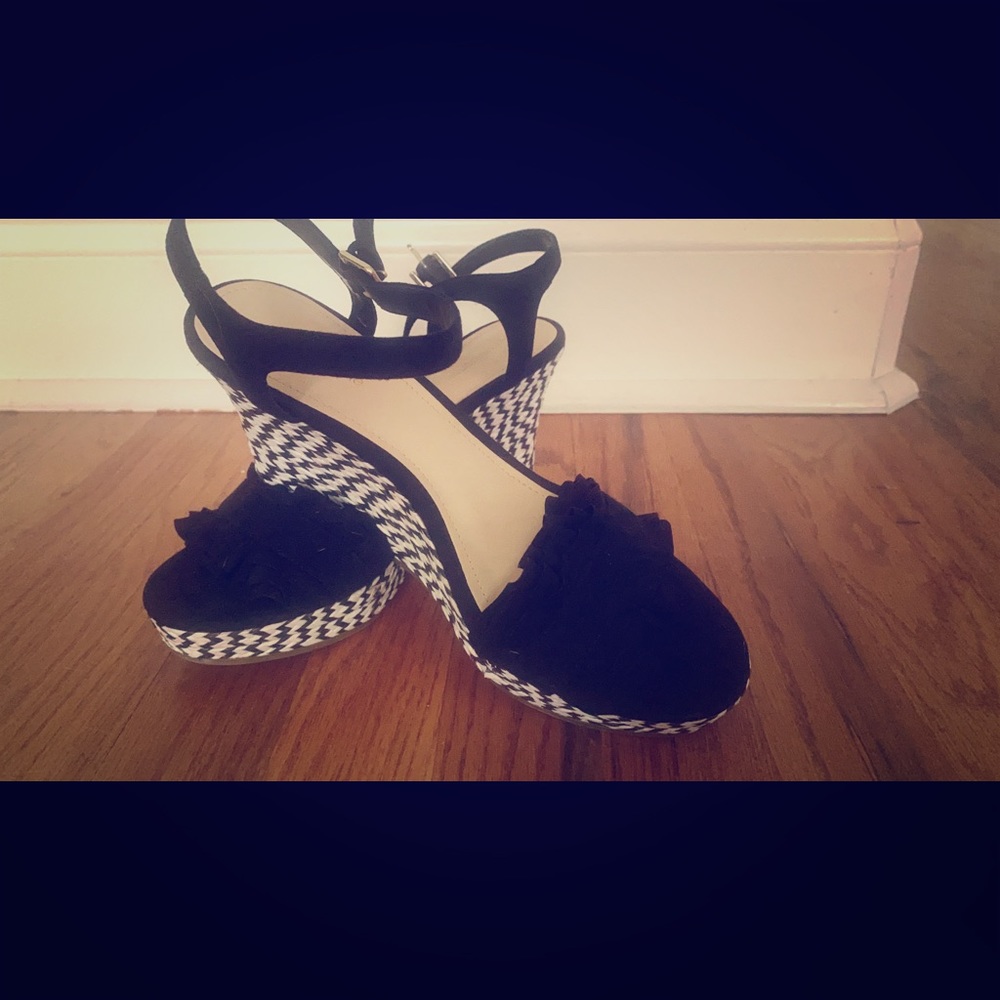 Liz Claiborne black wedge sandals.